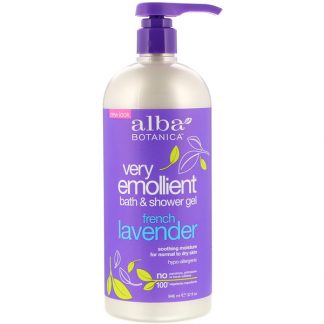 ALBA BOTANICA, VERY EMOLLIENT, BATH & SHOWER GEL, FRENCH LAVENDER, 32 FL OZ / 946ml