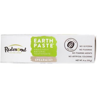 REDMOND TRADING COMPANY, EARTHPASTE, AMAZINGLY NATURAL TOOTHPASTE, UNSWEETENED, SPEARMINT, 4 OZ / 113g