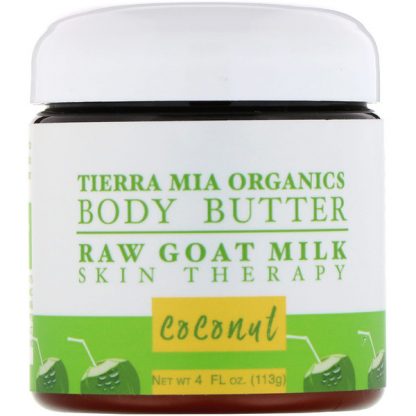 TIERRA MIA ORGANICS, BODY BUTTER, RAW GOAT MILK, SKIN THERAPY, COCONUT, 4 FL OZ / 113g