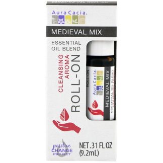 AURA CACIA, ESSENTIAL OIL BLEND, CLEANSING AROMA ROLL-ON, MEDIEVAL MIX, .31 FL OZ / 9.2ml