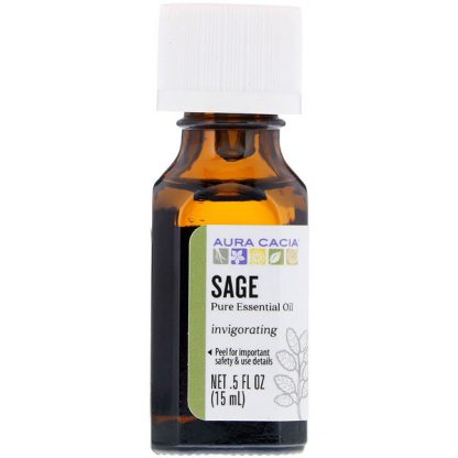 AURA CACIA, PURE ESSENTIAL OIL, SAGE, .5 FL OZ / 15ml