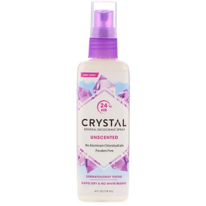 CRYSTAL BODY DEODORANT, MINERAL DEODORANT SPRAY, UNSCENTED, 4 FL OZ / 118ml