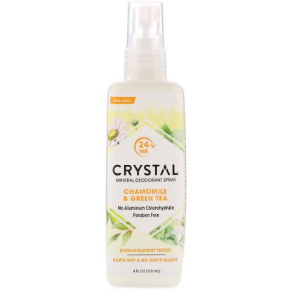 CRYSTAL BODY DEODORANT, MINERAL DEODORANT SPRAY, CHAMOMILE & GREEN TEA, 4 FL OZ / 118ml