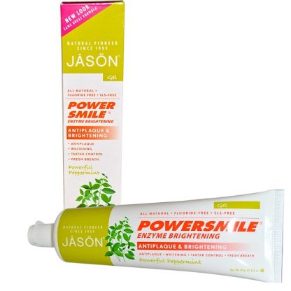 JASON NATURAL, POWERSMILE, ENZYME BRIGHTENING, GEL, POWERFUL PEPPERMINT, 4.2 OZ / 119g