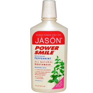 JASON NATURAL, POWER SMILE, ALL NATURAL MOUTHWASH, BRIGHTENING PEPPERMINT, 16 FL OZ / 473ml