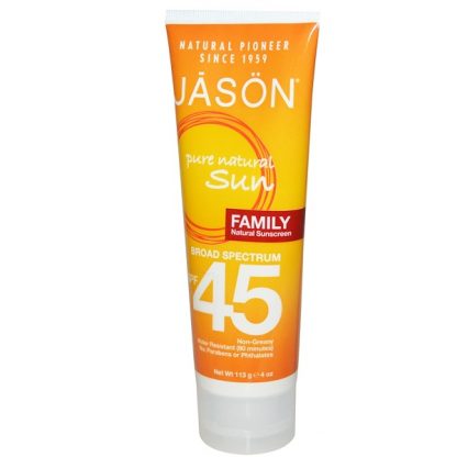 JASON NATURAL, FAMILY, NATURAL SUNSCREEN, SPF 45, 4 OZ / 113g