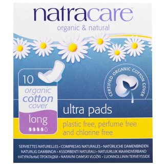 NATRACARE, ULTRA PADS, ORGANIC COTTON COVER, LONG, 10 PADS