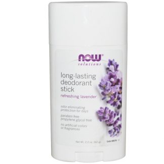 NOW FOODS, SOLUTIONS, LONG-LASTING DEODORANT STICK, REFRESHING LAVENDER, 2.2 OZ / 62g