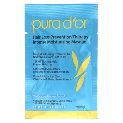 PURA D'OR, HAIR LOSS PREVENTION THERAPY, INTENSE MOISTURIZING MASQUE, 8 PACKETS, 1.2 FL OZ EACH