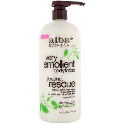 ALBA BOTANICA, VERY EMOLLIENT, BODY LOTION, COCONUT RESCUE, 32 OZ / 907g