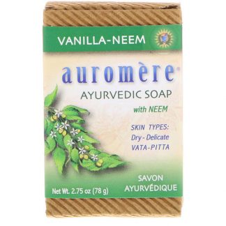 AUROMERE, AYURVEDIC SOAP, WITH NEEM, VANILLA-NEEM, 2.75 OZ / 78g