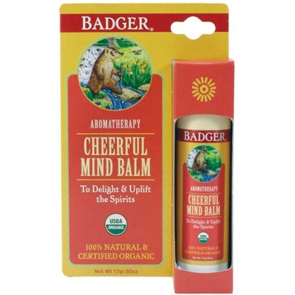 BADGER COMPANY, CHEERFUL MIND BALM, SWEET ORANGE & SPEARMINT, .60 OZ / 17g