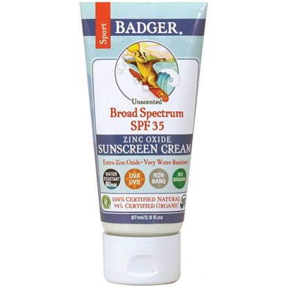 BADGER COMPANY, SPORT SUNSCREEN CREAM, BROAD SPECTRUM SPF 35, UNSCENTED, 2.9 FL OZ / 87ml