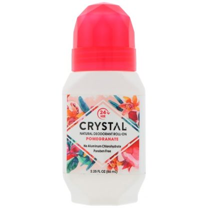 CRYSTAL BODY DEODORANT, NATURAL DEODORANT ROLL-ON, POMEGRANATE, 2.25 FL OZ / 66ml