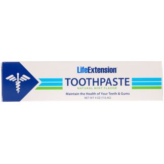 LIFE EXTENSION, TOOTHPASTE, NATURAL MINT FLAVOR, 4 OZ / 113.4g