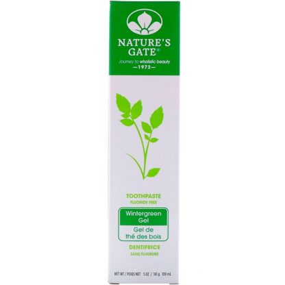 NATURE'S GATE, TOOTHPASTE, FLUORIDE FREE, WINTERGREEN GEL, 5 OZ / 141g