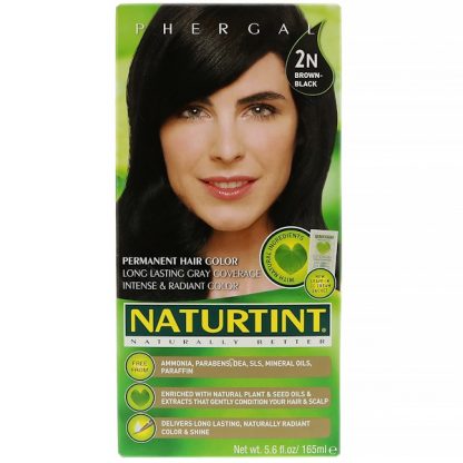 NATURTINT, PERMANENT HAIR COLOR, 2N BROWN-BLACK, 5.6 FL OZ / 165ml