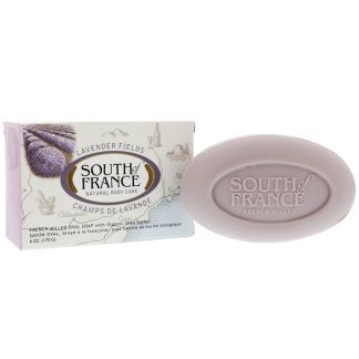 SOUTH OF FRANCE, LAVENDER FIELDS, FRENCH MILLED OVAL SOAP WITH ORGANIC SHEA BUTTER, 6 OZ / 170g