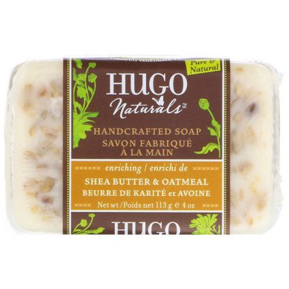 HUGO NATURALS, HANDCRAFTED SOAP, SHEA BUTTER & OATMEAL, 4 OZ / 113g