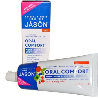 JASON NATURAL, ORAL COMFORT, ANTIPLAQUE & SOOTHING TOOTH GEL, VERY BERRY MINT, 4.2 OZ / 119g