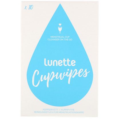 LUNETTE, CUPWIPE, MENSTRUAL CUP CLEANSER ON THE GO, 10 WIPES