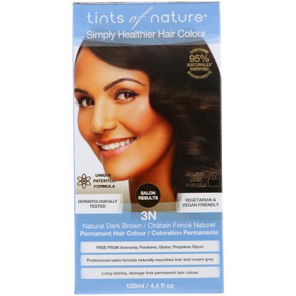 TINTS OF NATURE, PERMANENT HAIR COLOR, NATURAL DARK BROWN, 3N, 4.4 FL OZ / 130ml