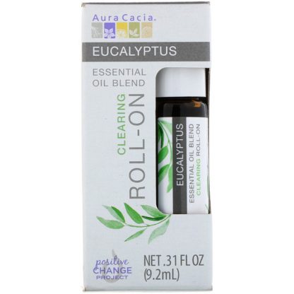 AURA CACIA, ESSENTIAL OIL BLEND, CLEARING ROLL-ON, EUCALYPTUS, .31 FL OZ / 9.2ml