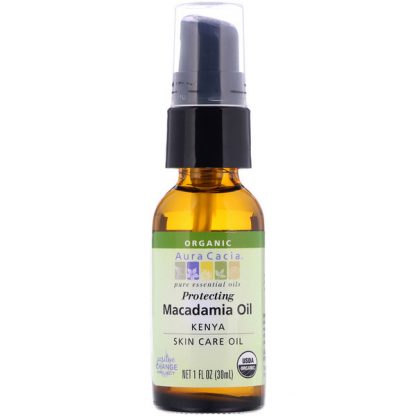 AURA CACIA, PURE ESSENTIAL OIL, ORGANIC NATURAL SKIN CARE, MACADAMIA OIL, 1 FL OZ / 30ml