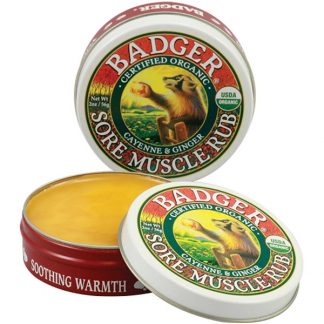 BADGER COMPANY, SORE MUSCLE RUB, CAYENNE & GINGER, 2 OZ / 56g