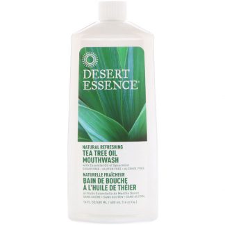 DESERT ESSENCE, NATURAL REFRESHING TEA TREE OIL MOUTHWASH, ALCOHOL FREE, 16 FL OZ / 480ml