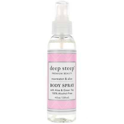 DEEP STEEP, BODY SPRAY, ROSEWATER & ALOE, 4 FL OZ / 118ml