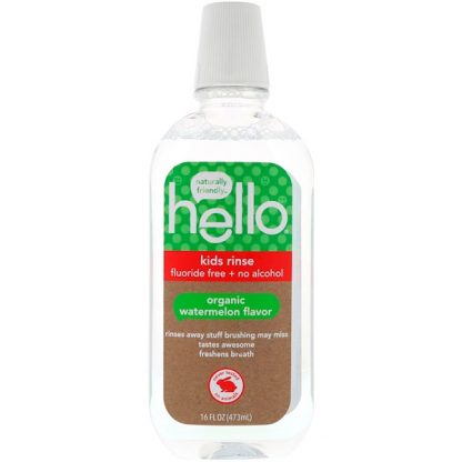 HELLO, KIDS RINSE, FLUORIDE FREE + NO ALCOHOL, ORGANIC WATERMELON FLAVOR, 16 FL OZ / 473ml