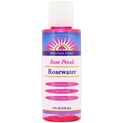 HERITAGE STORE, ROSEWATER, AROMATHERAPY WATER, ROSE PETALS, 4 FL OZ / 118ml