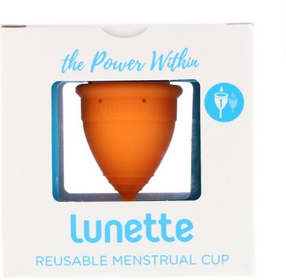 LUNETTE, REUSABLE MENSTRUAL CUP, MODEL 1, FOR LIGHT TO NORMAL FLOW, ORANGE, 1 CUP