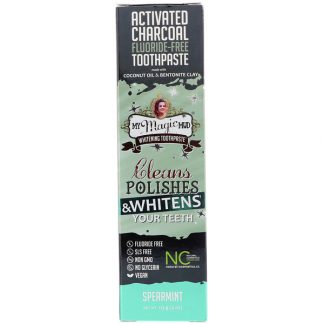 MY MAGIC MUD, ACTIVATED CHARCOAL, FLUORIDE-FREE, WHITENING TOOTHPASTE, SPEARMINT, 4 OZ / 113g