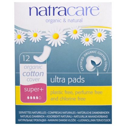 NATRACARE, ULTRA PADS, ORGANIC COTTON COVER, SUPER+, 12 PADS