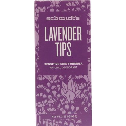 SCHMIDT'S NATURALS, NATURAL DEODORANT, SENSITIVE SKIN FORMULA, LAVENDER TIPS, 3.25 OZ / 92g