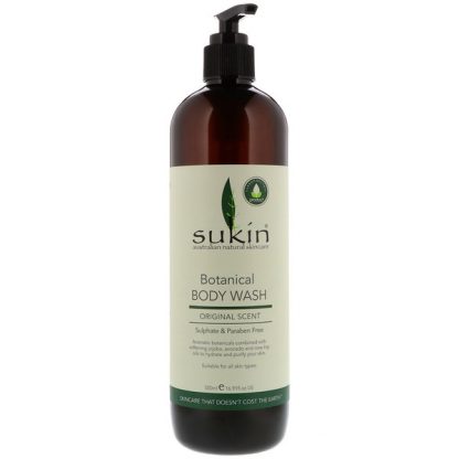 SUKIN, SUPER GREENS, BOTANICAL BODY WASH, ORIGINAL SCENT, 16.91 FL OZ / 500ml