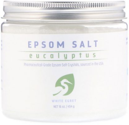 WHITE EGRET PERSONAL CARE, EPSOM SALT, EUCALYPTUS, 16 OZ / 454g