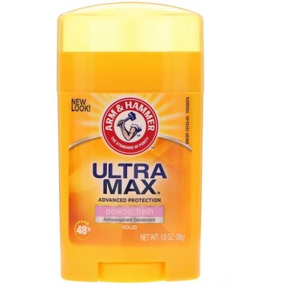 ARM & HAMMER, ULTRAMAX, ANTIPERSPIRANT SOLID DEODORANT, FOR WOMEN, POWDER FRESH, 1.0 OZ / 28g