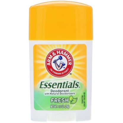 ARM & HAMMER, ESSENTIALS NATURAL DEODORANT, FOR MEN AND WOMEN, FRESH, 1.0 OZ / 28g