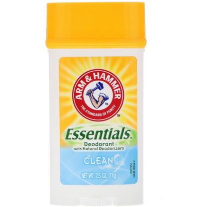 ARM & HAMMER, ESSENTIALS NATURAL DEODORANT, FOR MEN AND WOMEN, CLEAN, 2.5 OZ / 71g