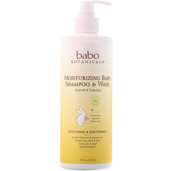 BABO BOTANICALS, MOISTURIZING BABY SHAMPOO & WASH, OATMILK CALENDULA, 16 FL  OZ / 473ml Bath Care Singapore