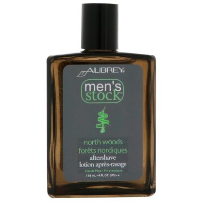 AUBREY ORGANICS, MEN'S STOCK, NORTH WOODS AFTER SHAVE, CLASSIC PINE, 4 FL OZ / 118ml