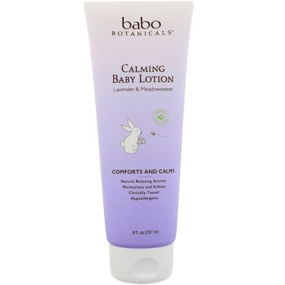 BABO BOTANICALS, CALMING BABY LOTION, LAVENDER & MEADOWSEET, 8 FL OZ / 237ml