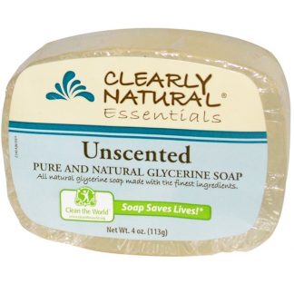 CLEARLY NATURAL, ESSENTIALS, PURE AND NATURAL GLYCERINE SOAP, UNSCENTED, 4 OZ / 113g