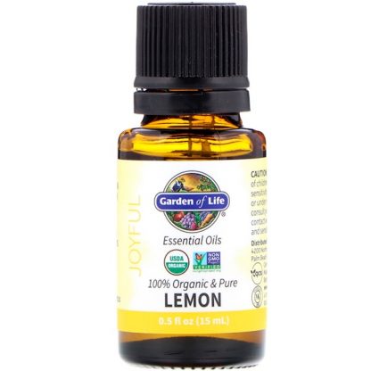 GARDEN OF LIFE, 100% ORGANIC & PURE, ESSENTIAL OILS, JOYFUL, LEMON, 0.5 FL OZ / 15ml