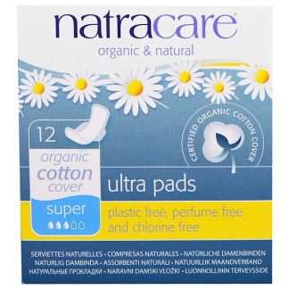NATRACARE, ULTRA PADS, ORGANIC COTTON COVER, SUPER, 12 PADS