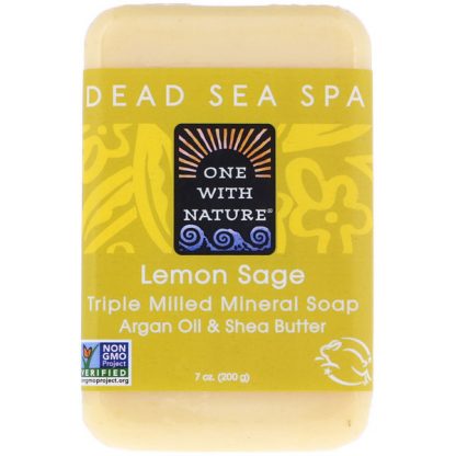 ONE WITH NATURE, TRIPLE MILLED MINERAL SOAP BAR, LEMON SAGE, 7 OZ / 200g