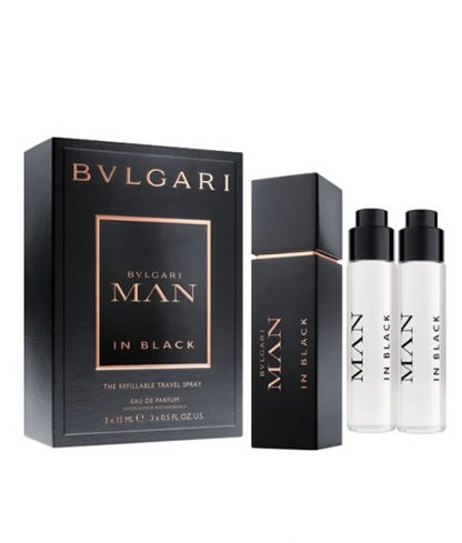 BVLGARI MAN IN BLACK THE REFILLABLE TRAVEL SPRAY GIFT SET FOR MEN